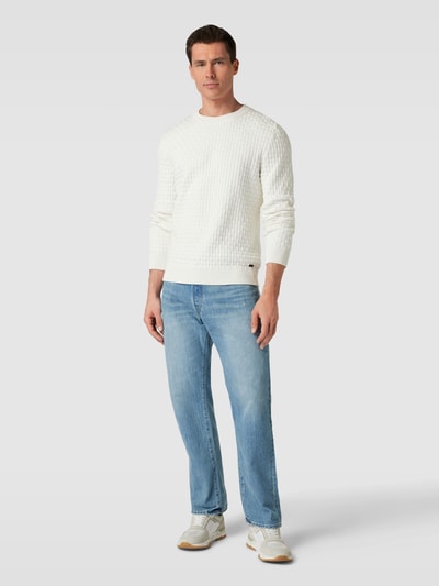 HUGO Gebreide pullover met ronde hals, model 'Stubon' Offwhite - 1