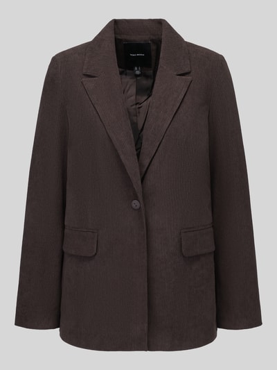 Produktfoto, brauner Loose Fit Longblazer mit steigendem Reverskragen Modell 'NORA' von VERO MODA, feine Cordstruktur auf hellem Hintergrund