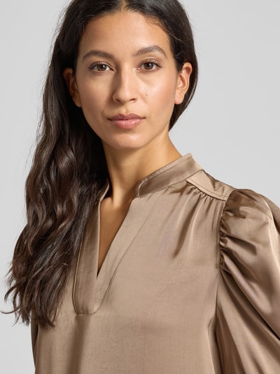 Neo Noir Regular Fit Blusenshirt mit Puffärmeln Modell 'Roella' Hellbraun 3