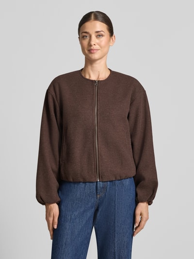 VERO MODA Kurtka bomberka w optyce filcu, krój regular fit, model 'CHLOE' Czekoladowy melanż 4