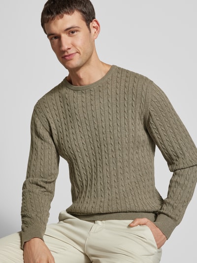 Lindbergh Strickpullover mit gerippten Abschlüssen Khaki 3