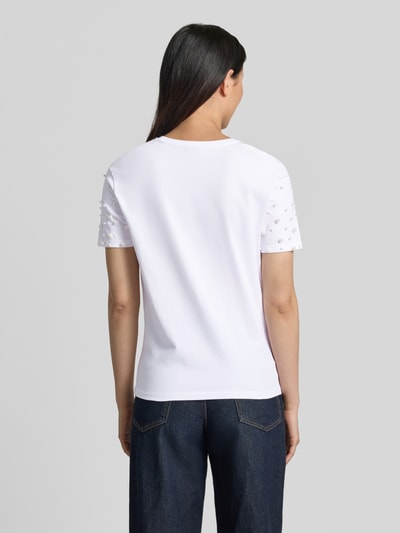 Jake*s Casual t-shirt z okrągłym dekoltem i perłami Biały 5