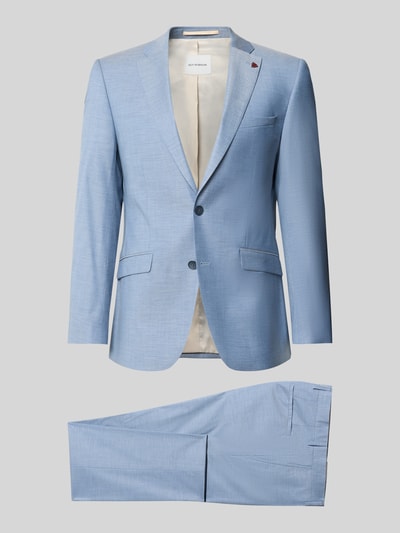 Produktfoto, Slim Fit Anzug aus Schurwoll-Mix mit Viskose-Anteil von ROY ROBSON in Hellblau mit 2-Knopfleiste und Bügelfalten, glatte Textur
