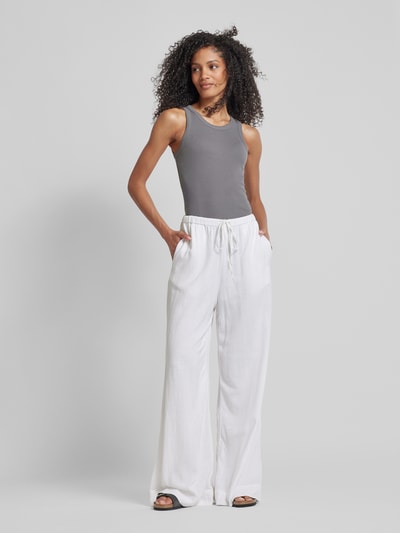 Neo Noir Wide leg stoffen broek met koord, model 'Lissabon' Offwhite - 1