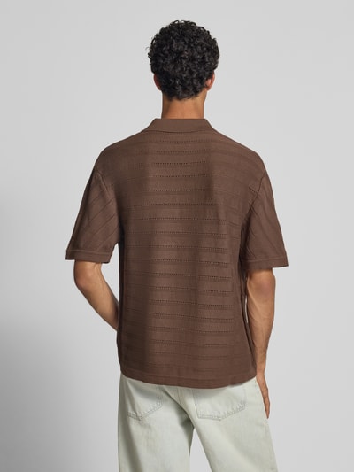 Pegador Gebreid poloshirt met labelstitching, model 'Canva' Donkerbruin - 5
