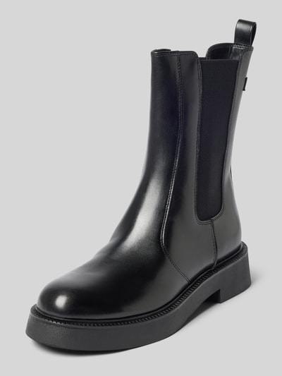 Produktfoto, schwarze glatte Oberfläche, klare Linien, Boots aus echtem Rindsleder von Tamaris, Damen Stiefel / Boots