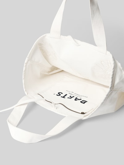 Produktfoto, Strandtasche aus Baumwolle Modell 'Dieuw' von Barts in Weiß, Hauptfach mit Schnürung, Innenfach mit Reißverschluss, Tragehenkel, Maße 53x39x19 cm, Schulterriemen 52 cm