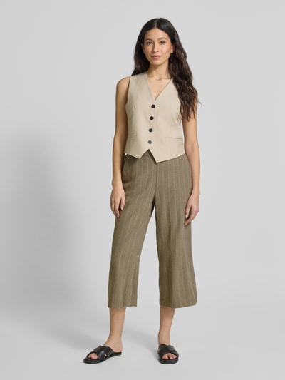 Vero Moda Regular fit culotte met krijtstreep, model 'MINDY' Olijfgroen - 1