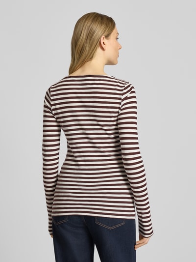 Marc O'Polo Slim Fit Langarmshirt aus reiner Baumwolle Bordeaux 5