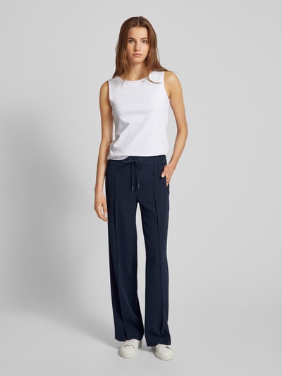 OPUS Regular fit stoffen broek met vaste persplooien, model 'Melane' Marineblauw - 1