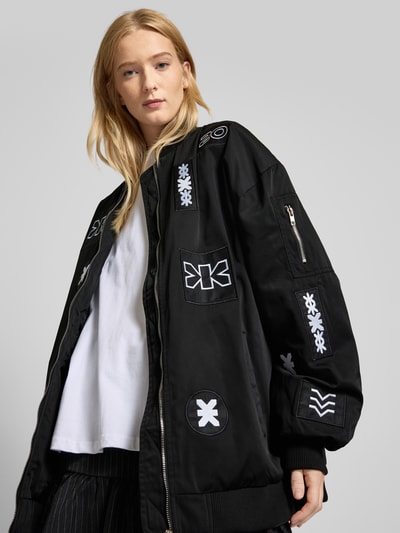 Karo Kauer Bomberjacke mit Label-Patches Black 3