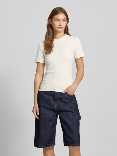 Marc O'Polo Denim T-Shirt mit Ripp-Optik Weiss 4