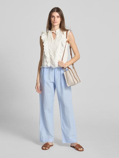 Neo Noir Straight Fit Leinenhose mit Eingrifftaschen Modell 'Sonar' Hellblau 1