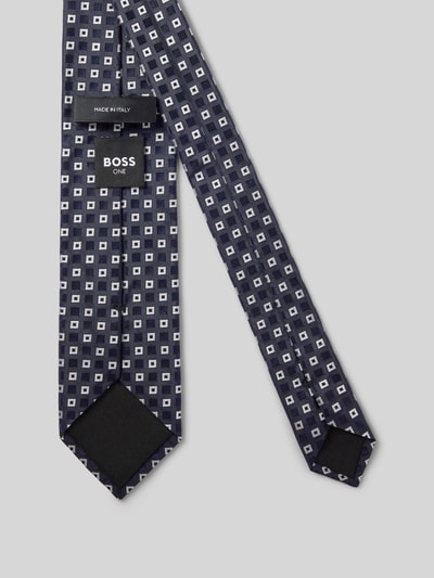 BOSS Zijden stropdas met All-over motief Donkerblauw - 2