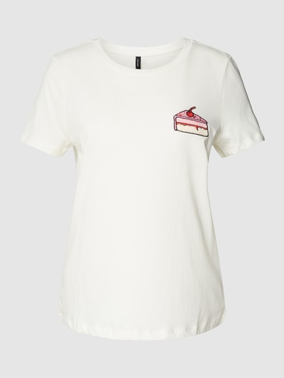 Vero Moda T-Shirt aus Baumwolle mit Motiv-Detail Modell 'MIAFRANCIS' Weiss 2