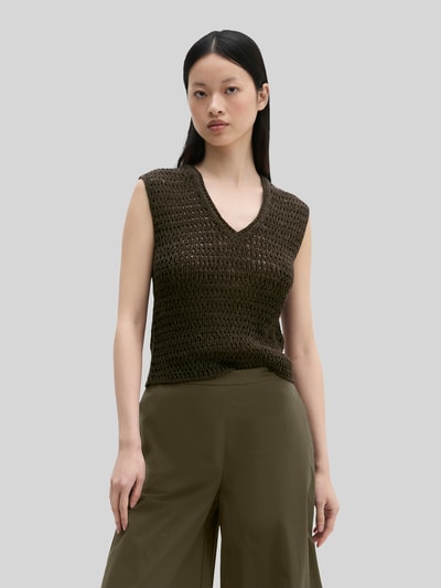 Marc O'Polo Slim Fit Pullunder aus Baumwoll-Mix Mittelbraun 4