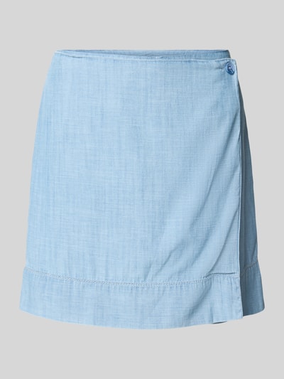 Produktfoto, Skort aus Lyocell-Baumwoll-Mix in Wickel-Optik von JAKE*S STUDIO WOMAN, hellblauer Denim-Look, A-Linie, sichtbarer Knopfverschluss