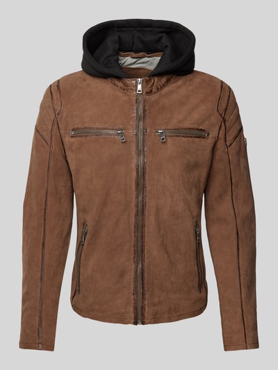 Gipsy Leren jack met capuchon, model 'Jalon' Taupe - 2