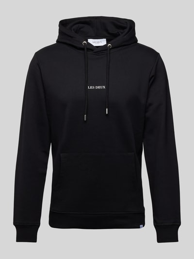 Les Deux Hoodie mit Label-Print Modell 'lens' Black 1