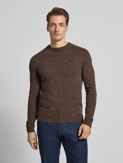 MCNEAL Regular fit gebreide pullover van pure wol Chocoladebruin gemêleerd - 4