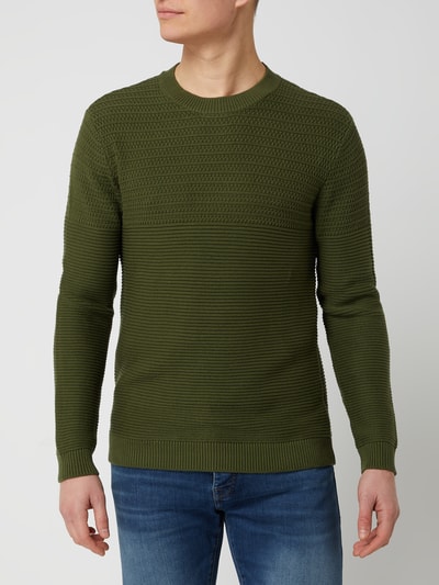 SELECTED HOMME Sweter z bawełny ekologicznej model ‘Conrad’ Oliwkowy 4