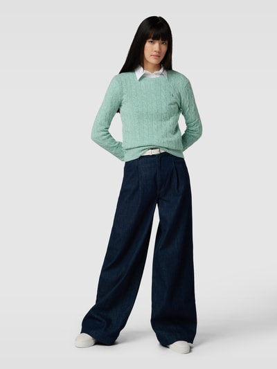 Polo Ralph Lauren Strickpullover mit Zopfmuster Modell 'JULIANNA' Mint 1