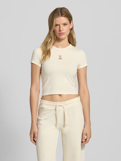 Review T-shirt z wyhaftowanym motywem Złamany biały 4