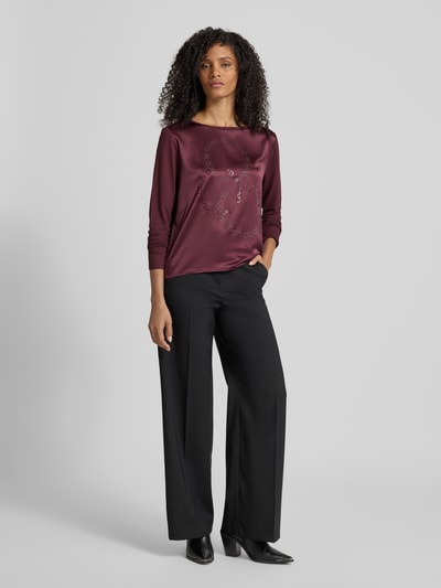monari Relaxed fit shirt met lange mouwen en strass-steentjes Bordeaux - 1