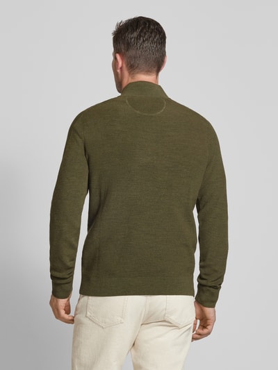 Brax Gebreide pullover met opstaande kraag, model 'Steffen' Olijfgroen - 5