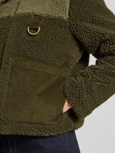 Barbour Regular Fit Fleecejacke mit Cord-Kragen Modell 'MALENA' Oliv 3