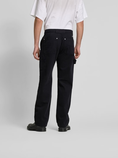 Wood Wood Straight fit jeans met zakken op de pijp Zwart - 5