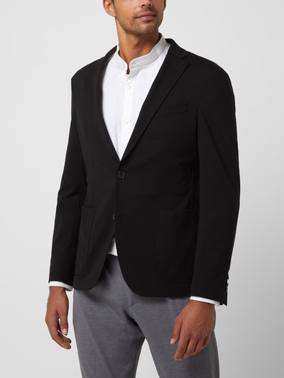 Baldessarini Slim fit 2-knoops colbert met broche, model 'Seba' Zwart - 4