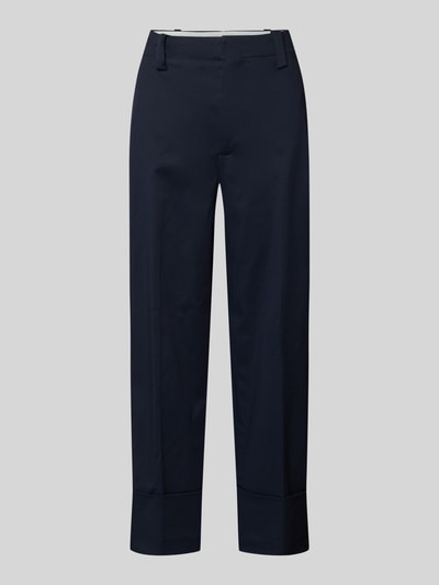 Produktfoto, Hose mit fixiertem Aufschlag Modell 'PANTALONE' von Stefanel, dunkelblau, Straight Fit, Baumwoll-Mix, glatte Textur.