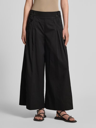 MAC Spodnie materiałowe z szeroką, skróconą nogawką model ‘Leonie’ Czarny 4