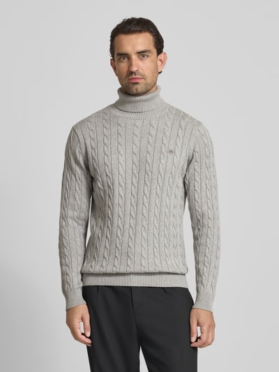 Gant Gebreide pullover met ribboorden Lichtgrijs - 4