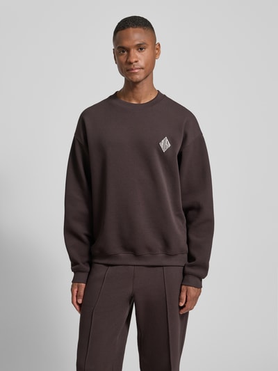 Lacoste Loose fit sweatshirt van katoenmix Chocoladebruin - 4