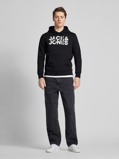 Jack & Jones Bluza z kapturem i detalem z logo model ‘ECORP’ Czarny 1