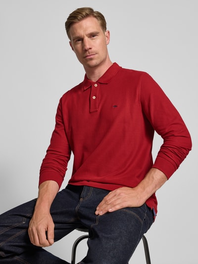 Fynch-Hatton Regular fit poloshirt met logostitching Donkerrood - 3