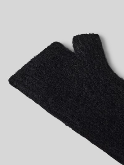 Produktfoto, schwarze Handschuhe mit Woll-Anteil von Jake*s Casual in rechteckiger, grob strukturierter Optik, auf grauem Hintergrund.