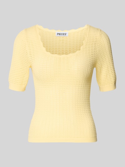 PIECES Slim Fit T-Shirt aus reiner Baumwolle Modell 'SCOUT' Hellgelb 2