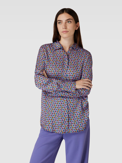 0039 Italy Overhemdblouse met all-over motief, model 'Odetta' Violet - 4