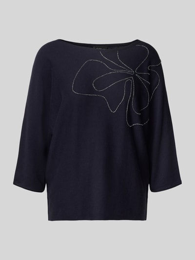 s.Oliver BLACK LABEL Sweter z dzianiny o kroju relaxed fit z mieszanki bawełny Granatowy 2