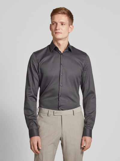 Jake*s Slim Fit Business-Hemd mit extra langem Arm und Kentkragen Anthrazit 4