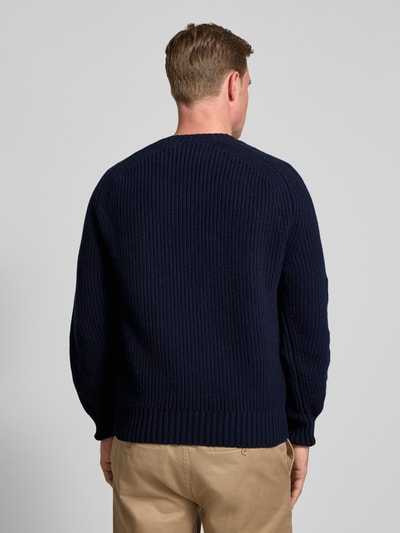 Lacoste Regular fit gebreide pullover van pure wol Marineblauw - 5