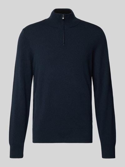 BOSS Regular fit schipperstrui van een mix van scheerwol en kasjmier, model 'HEMARLO' Marineblauw - 2