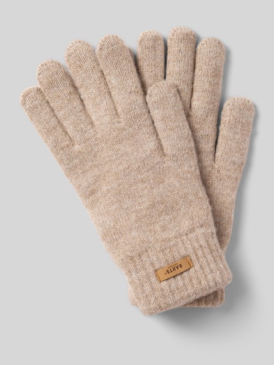 Produktfoto, beige Handschuhe mit Label-Patch Modell 'Witzia' von Barts aus weichem Strick mit feiner Struktur, Damen Handschuhe von Barts