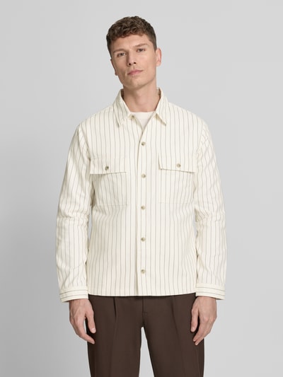 HUGO Oversized Hemdjacke aus reiner Baumwolle Modell 'EPOLDO' Offwhite 4