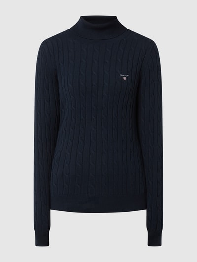 Gant Rollkragenpullover mit Zopfmuster Marine 2