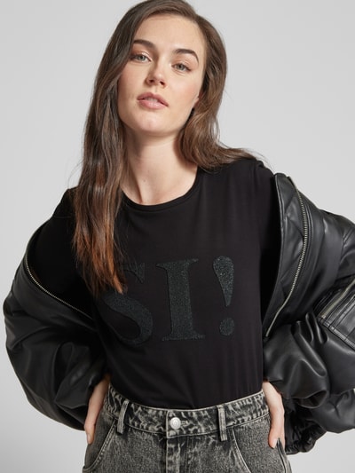 More & More T-Shirt mit Statement-Print Black 3