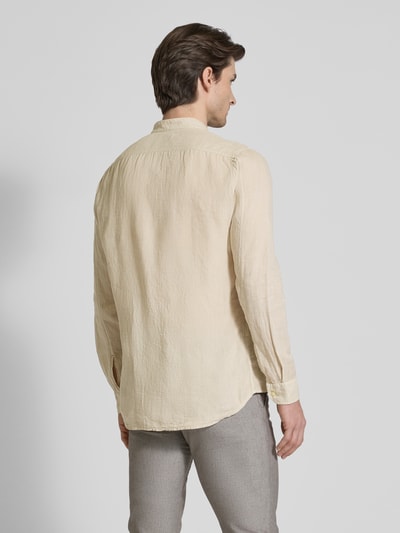 BOSS Orange Regular Fit Leinenhemd mit Stehkragen Modell 'Race' Sand 5